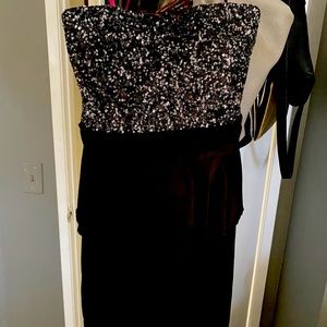Cocktail black glittery skirt dress